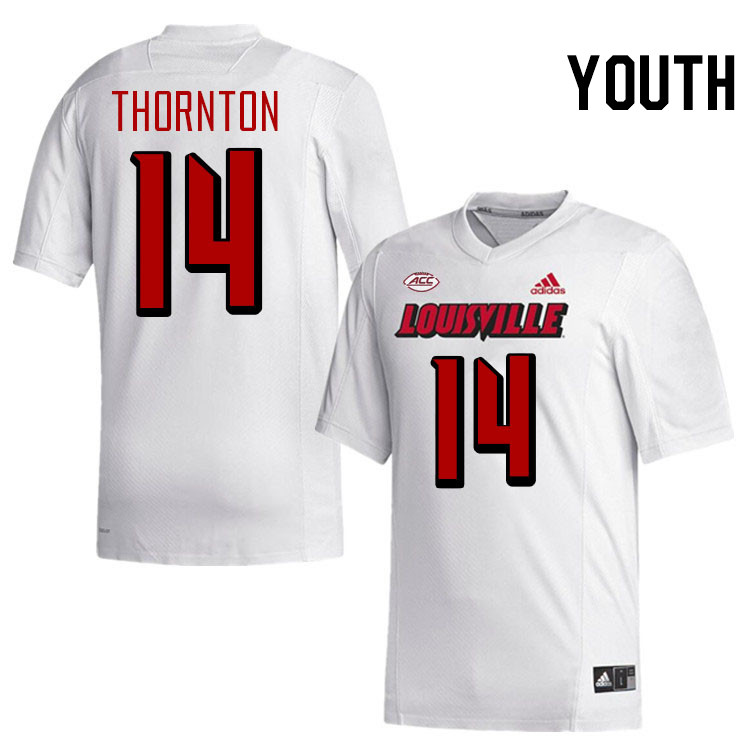 Youth #14 Corey Thornton Louisville Cardinals College Football Jerseys Stitched-White